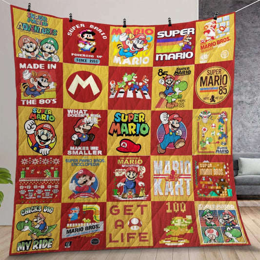 Mario Quilt What Doesn't Kll Me Make Me Smaller Quilt Yellow Red