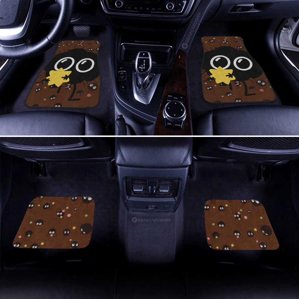 SGhibli Car Mats SGhibli Spirited Away Cute Susuwatari Graphic Car Floor Mats Black Brown