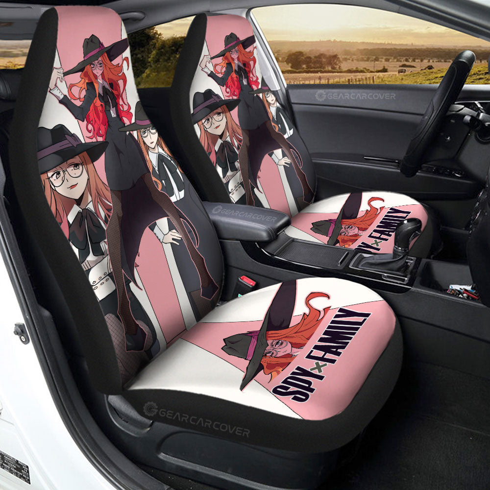 Spy X Family Car Seat Covers Sylvia Sherwood Graphic Spy X Family Seat Covers Pink White