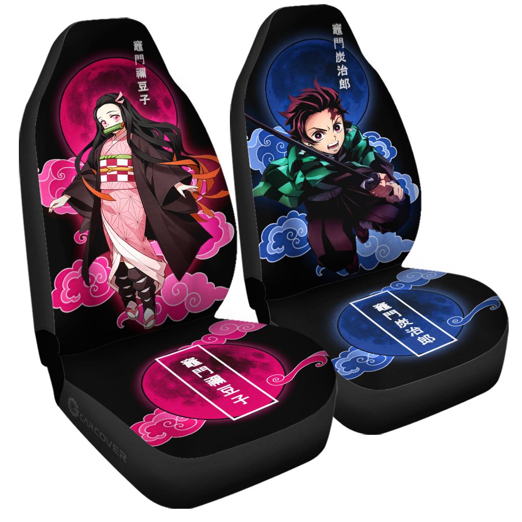 Demon Slayer Car Seat Covers Demon Slayer Tanjiro And Nezuko Seat Covers Blue Pink