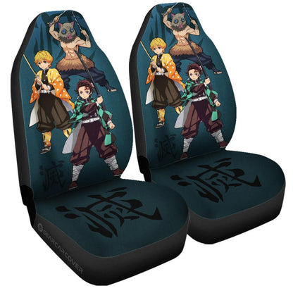 Demon Slayer Car Seat Covers Tanjiro Zenitsu Inosuke Characters Seat Covers Blue