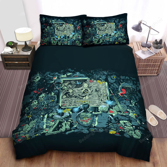 The Legend Of Zelda Bedding Set The Legend Of Zelda World Nostalgic Time Duvet Covers Black Green Unique Gift