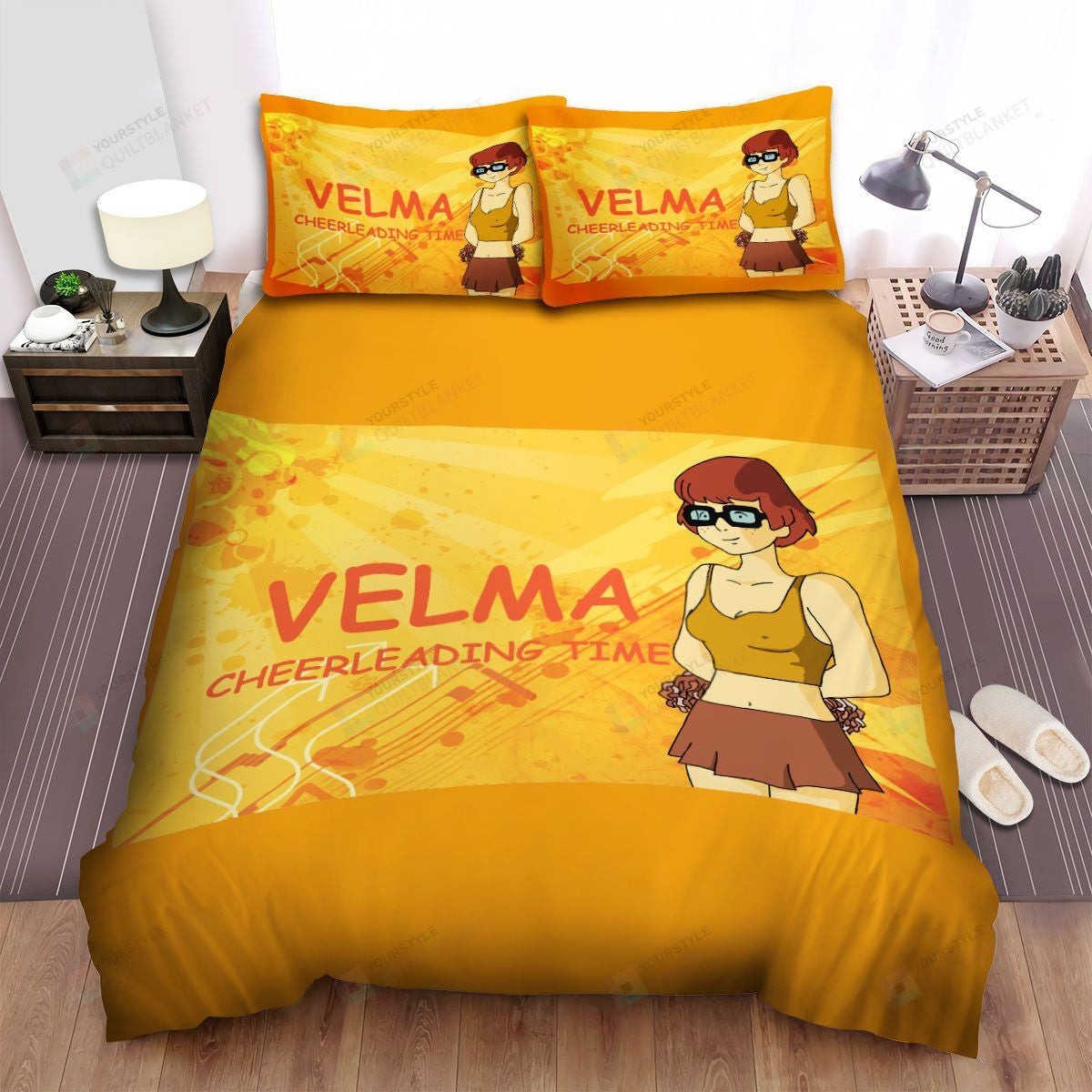 Scooby-Doo Bedding Set Scooby-Doo Velma Cheerleading Time Duvet Covers Orange Unique Gift