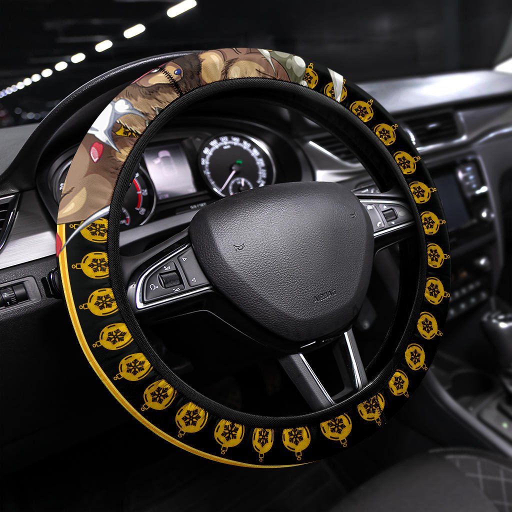 One Piece Steering Wheel Cover Tony Tony Chopper Christmas Bauble Driving Wheel Cover Black Yellow