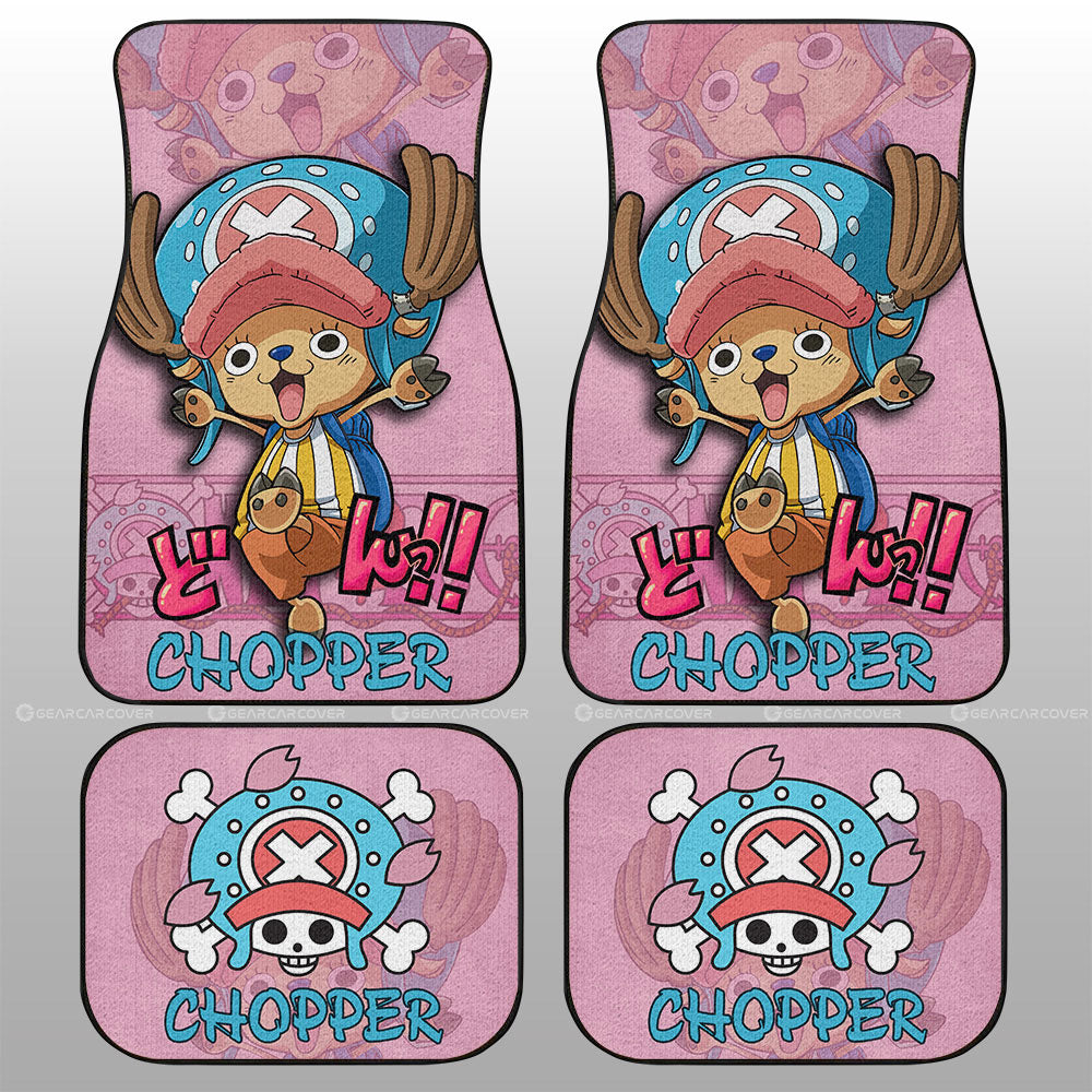 One Piece Car Mats One Piece Tony Tony Chopper Graphic Jolly Roger Symbol Car Floor Mats Pink Blue