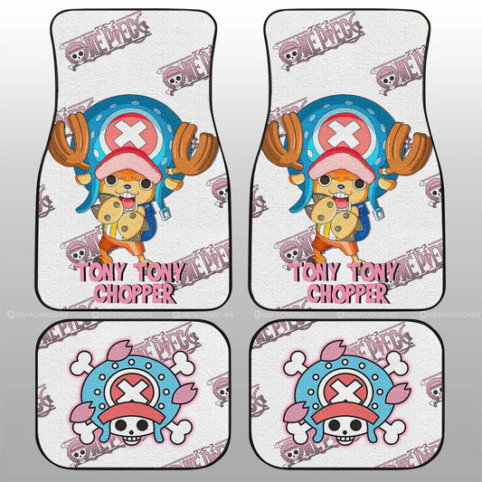 One Piece Car Mats One Piece Tony Tony Chopper Graphic Jolly Roger Symbol Car Floor Mats White Pink