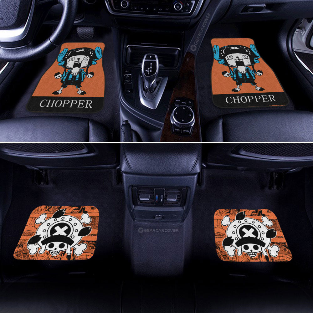 One Piece Car Mats Crazy Tony Tony Chopper Manga Pattern Jolly Roger Symbol Car Floor Mats Orange