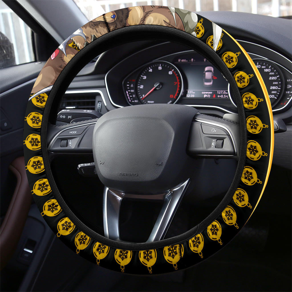 One Piece Steering Wheel Cover Tony Tony Chopper Christmas Bauble Driving Wheel Cover Black Yellow