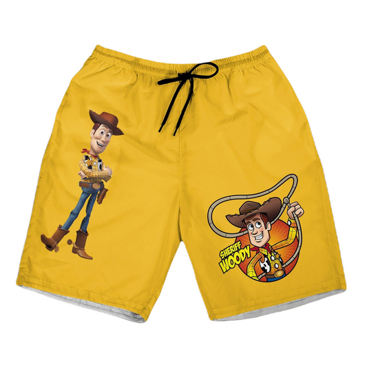 Toy Story Shorts Toy Story Sheriff Woody Graphic Beach Shorts Yellow