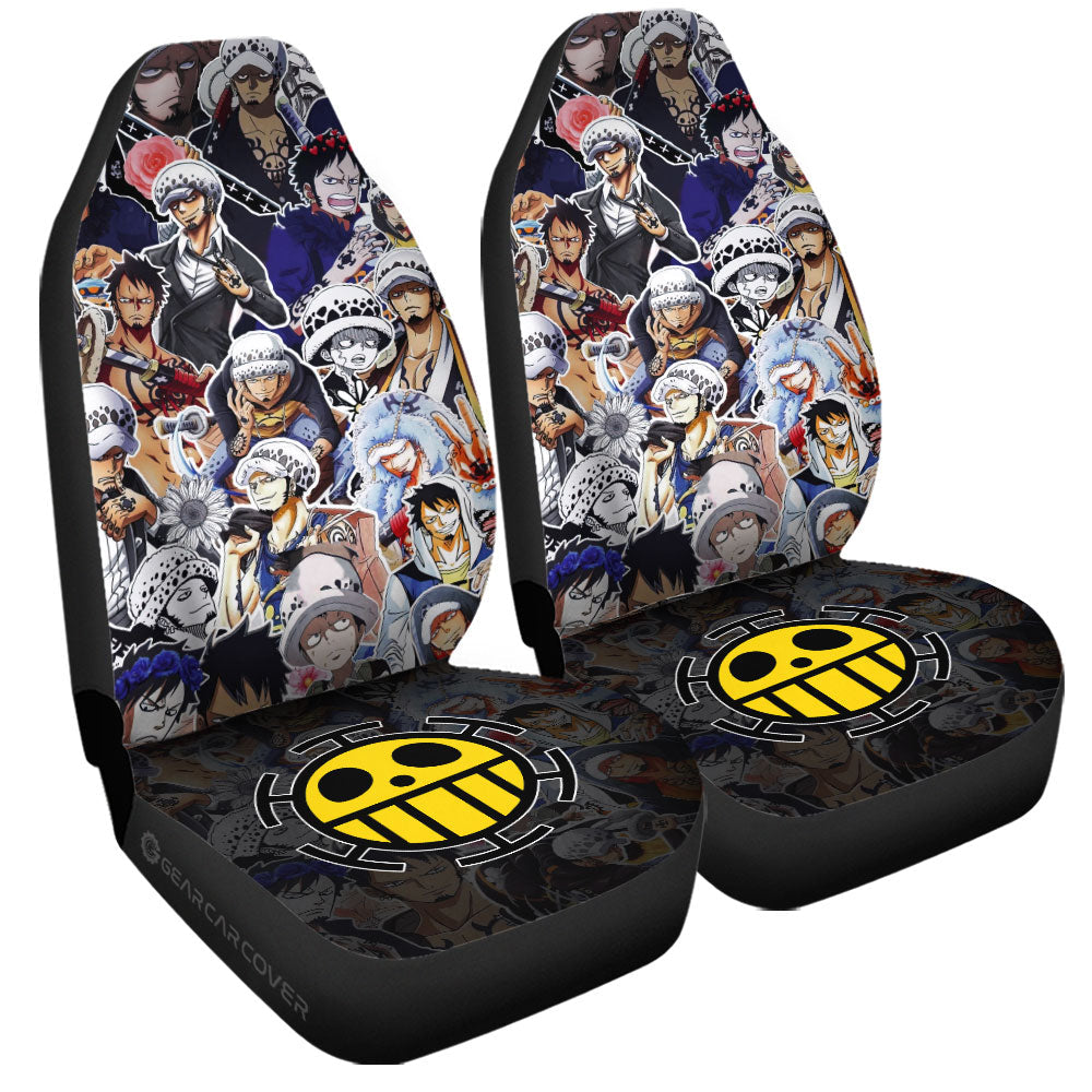 One Piece Car Seat Covers Character Trafalgar D Water Law Pattern Seat Covers Colorful