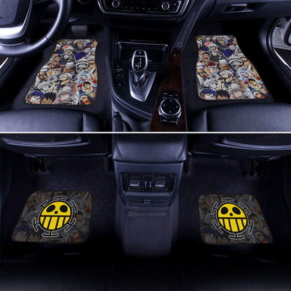 One Piece Car Mats Trafalgar Law Emotions Stickers Doodle Pattern Car Floor Mats Colorful