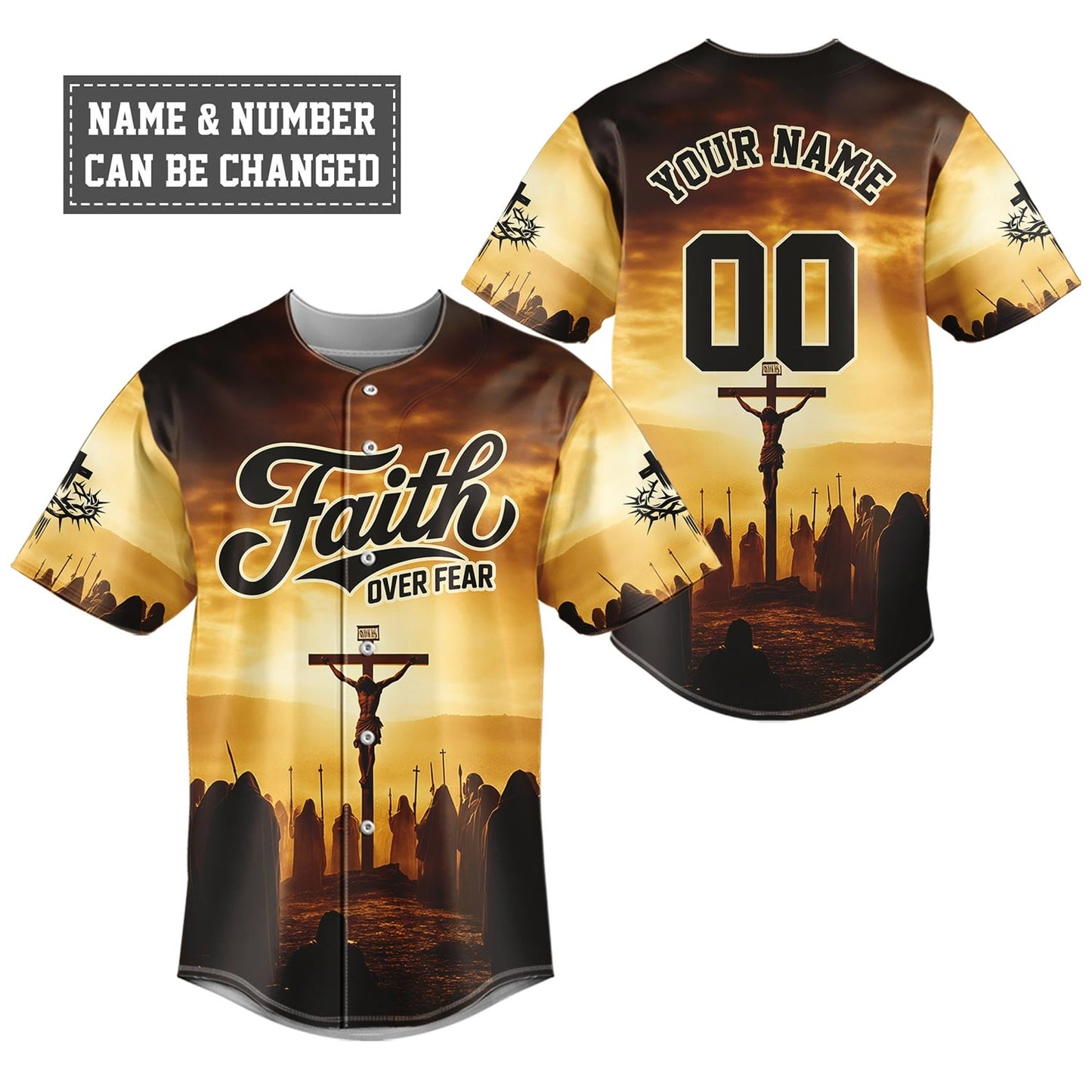 Jesus Faith Over Fear Cross Baseball Jersey Bundle