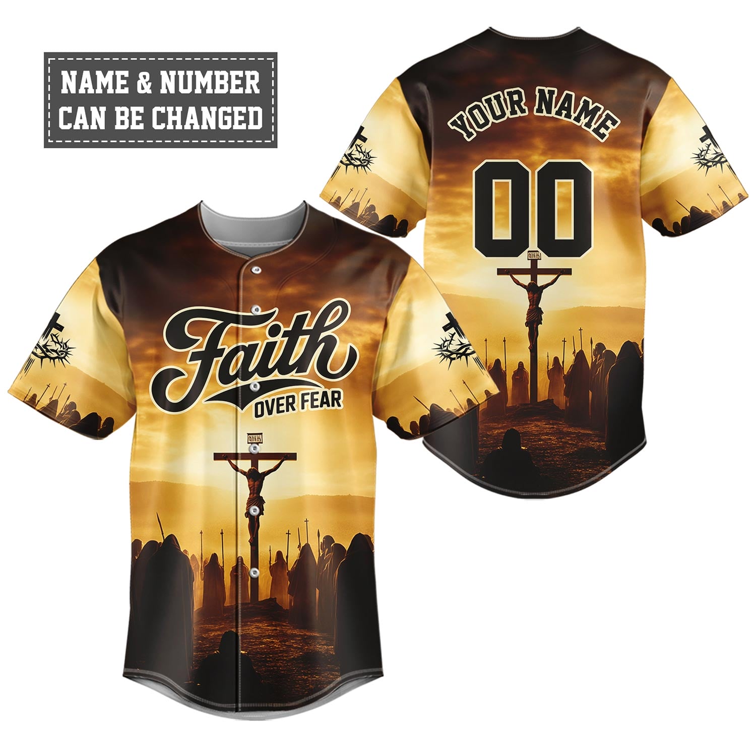 Jesus Faith Over Fear Cross Baseball Jersey Bundle