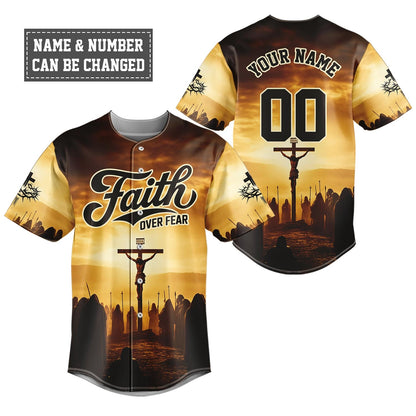 Jesus Faith Over Fear Cross Baseball Jersey Bundle