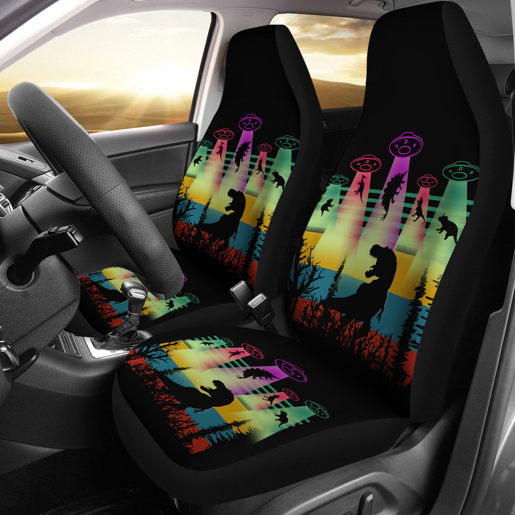 Dinosaur Car Seat Covers Dinosaur Adducted By Alien Seat Covers Colorful