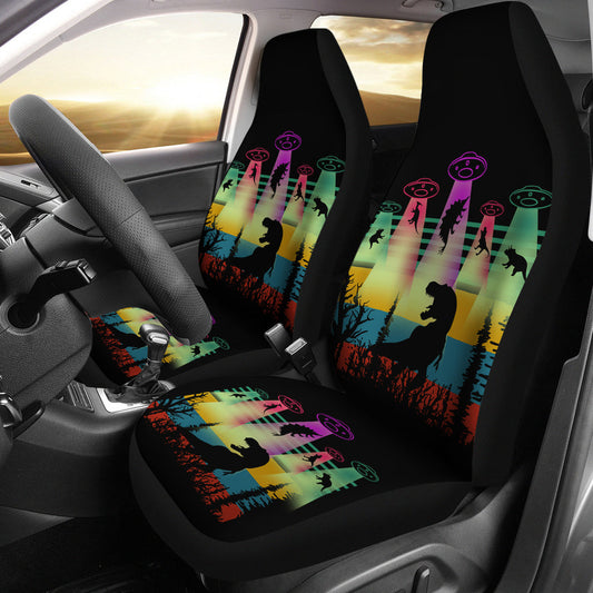 Dinosaur Car Seat Covers Dinosaur Adducted By Alien Seat Covers Colorful