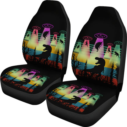 Dinosaur Car Seat Covers Dinosaur Adducted By Alien Seat Covers Colorful