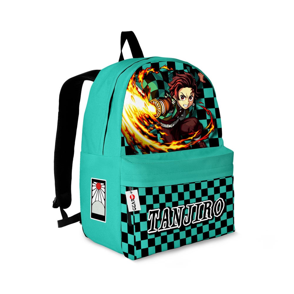 Demon Slayer Backpack Tanjiro Kamado In Action Graphic Backpacks Green