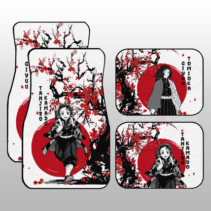 Demon Slayer Car Mats Tanjiro And Giyuu Car Floor Mats Japan Style Demon Slayer Anime Car Interior Floor Mats