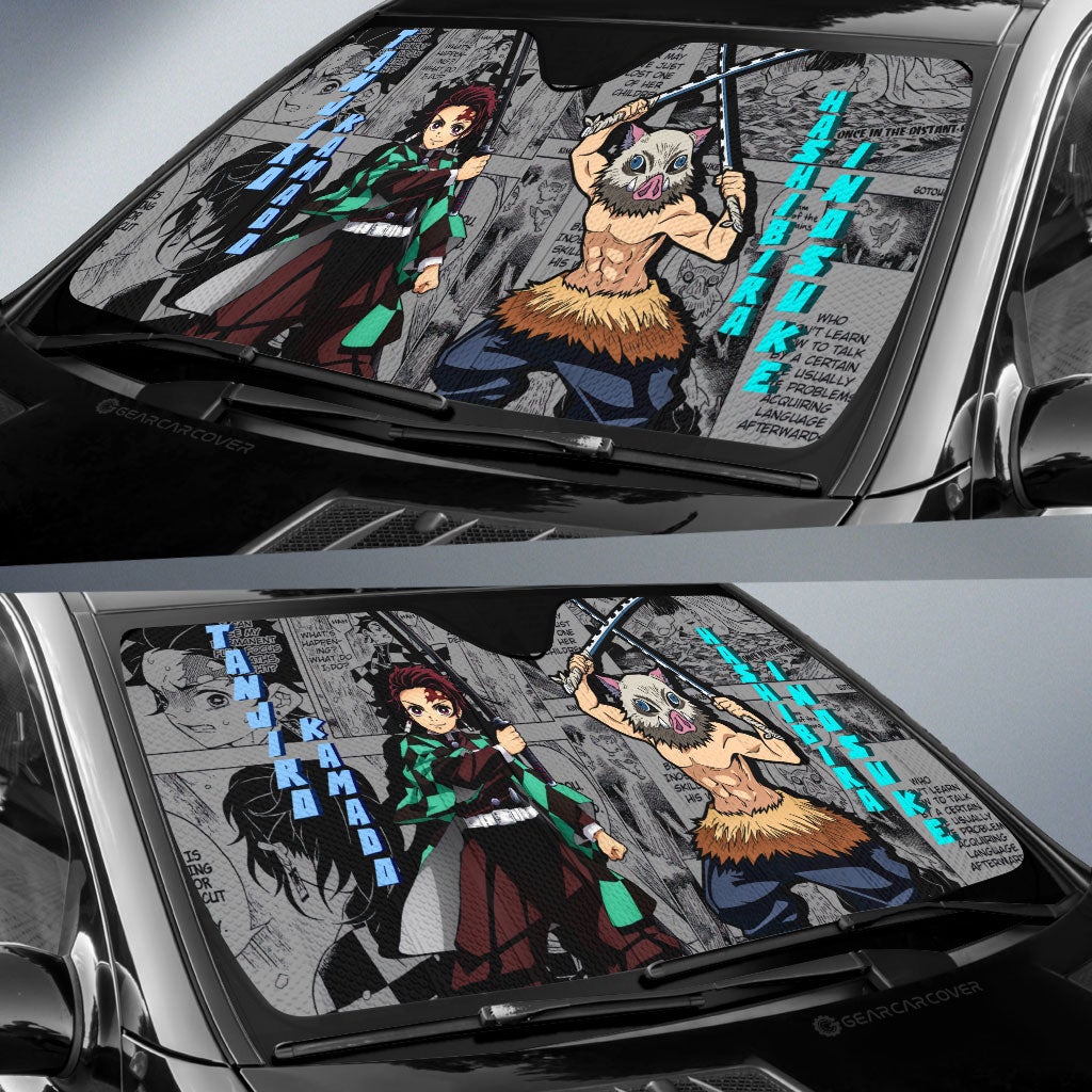 Tanjiro And Inosuke Car Sunshade Custom Mix Mangas
