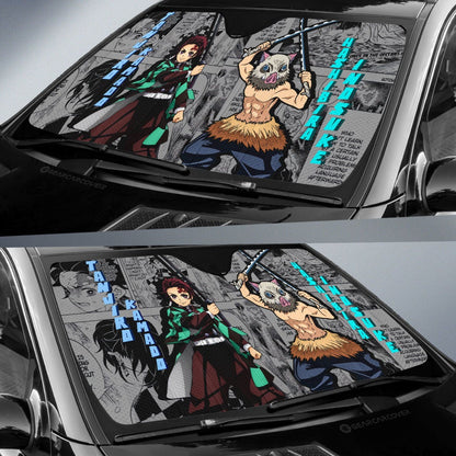 Tanjiro And Inosuke Car Sunshade Custom Mix Mangas