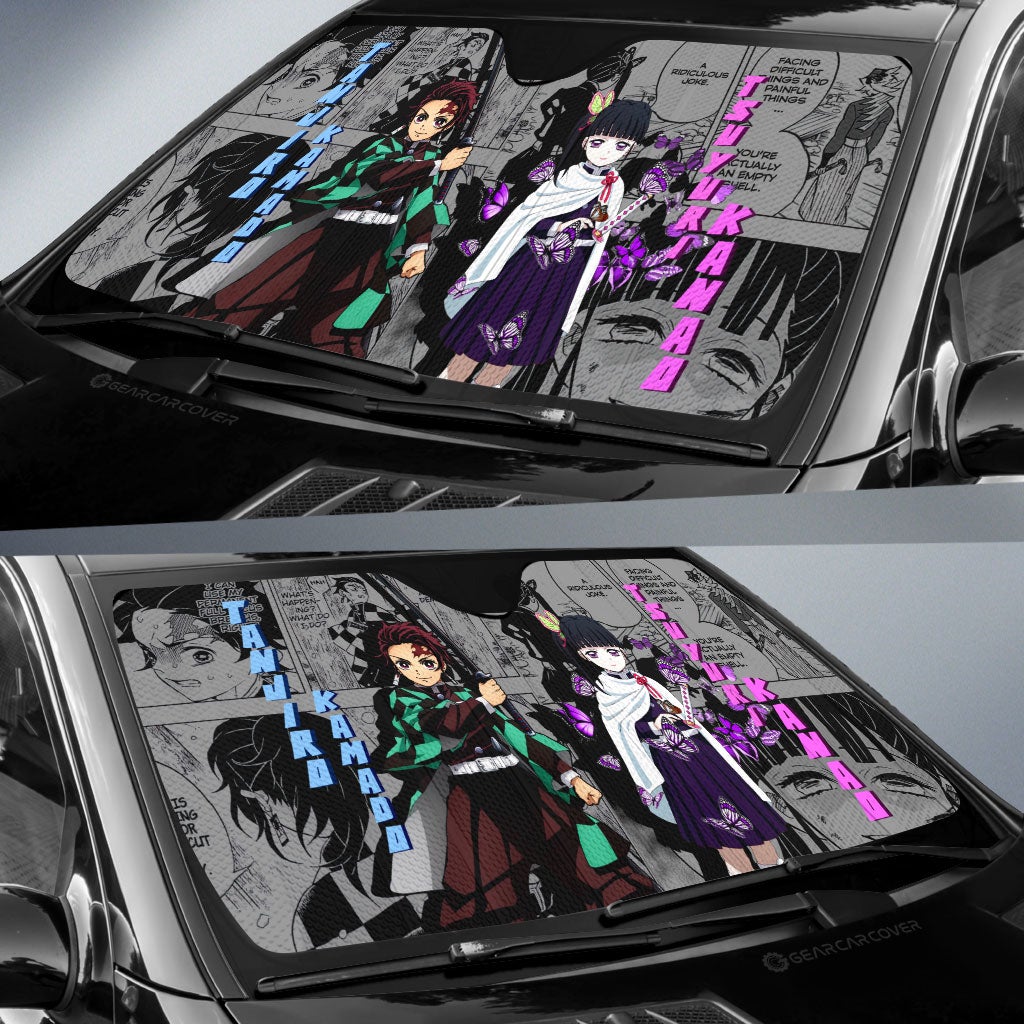 Tanjiro And Kanao Car Sunshade Custom Mix Mangas