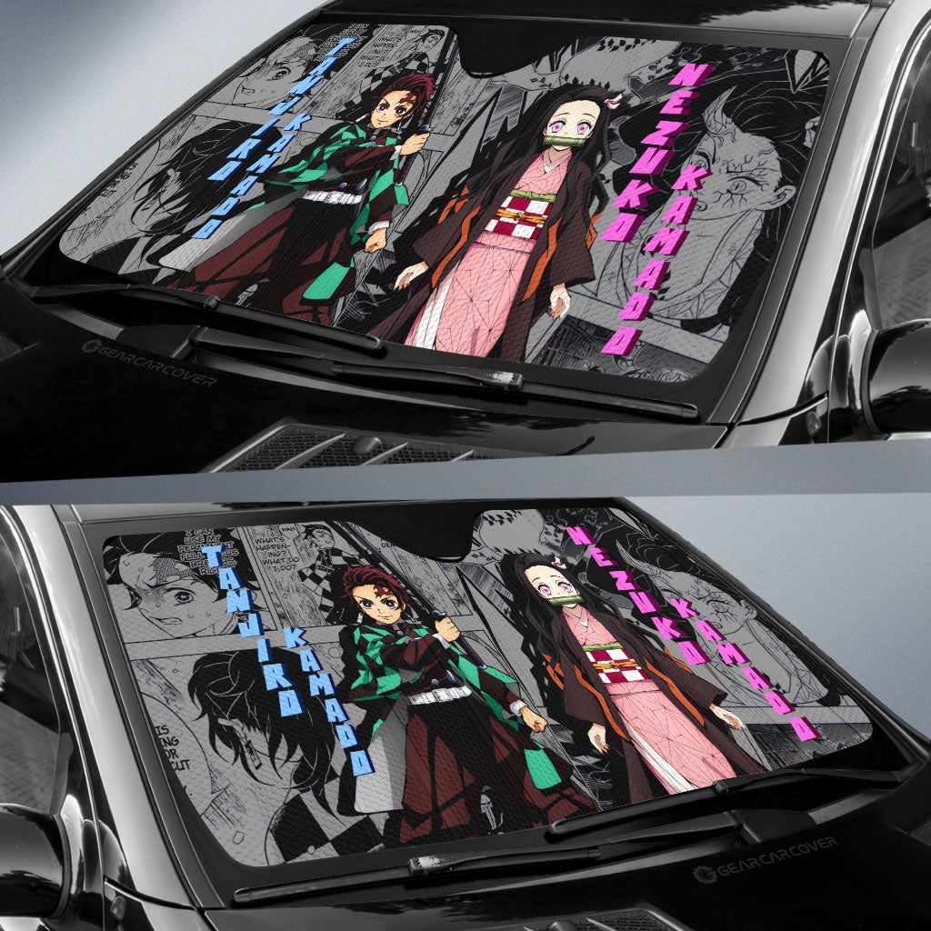 Tanjiro And Nezuko Car Sunshade Custom Mix Mangas