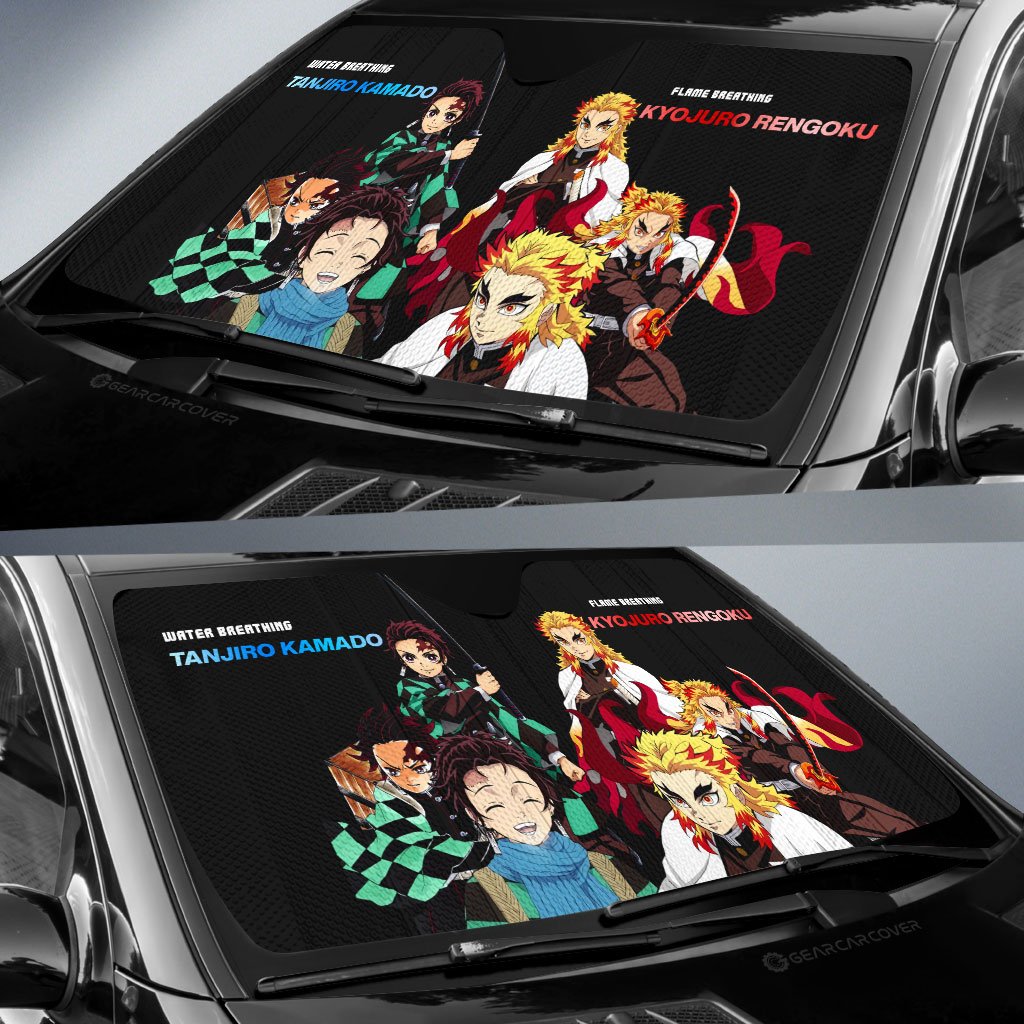 Tanjiro And Rengoku Car Sunshade Custom