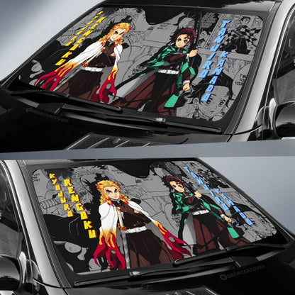 Tanjiro And Rengoku Car Sunshade Custom Mix Mangas