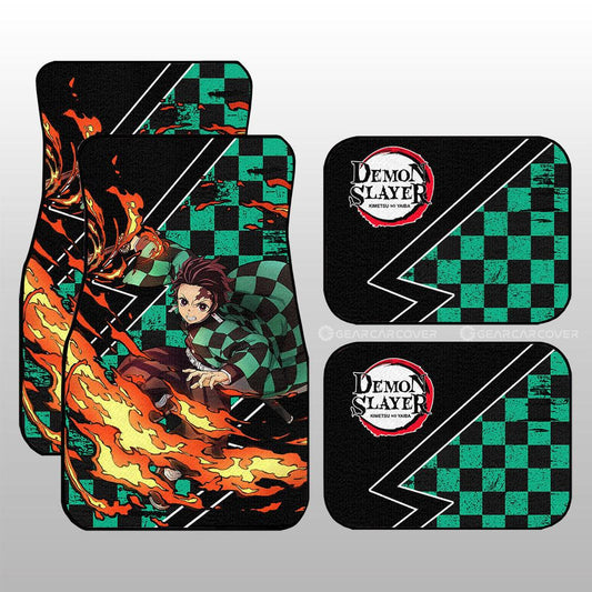 Demon Slayer Car Mats Tanjiro Car Floor Mats Sun Breathing Skill Car Floor Mats