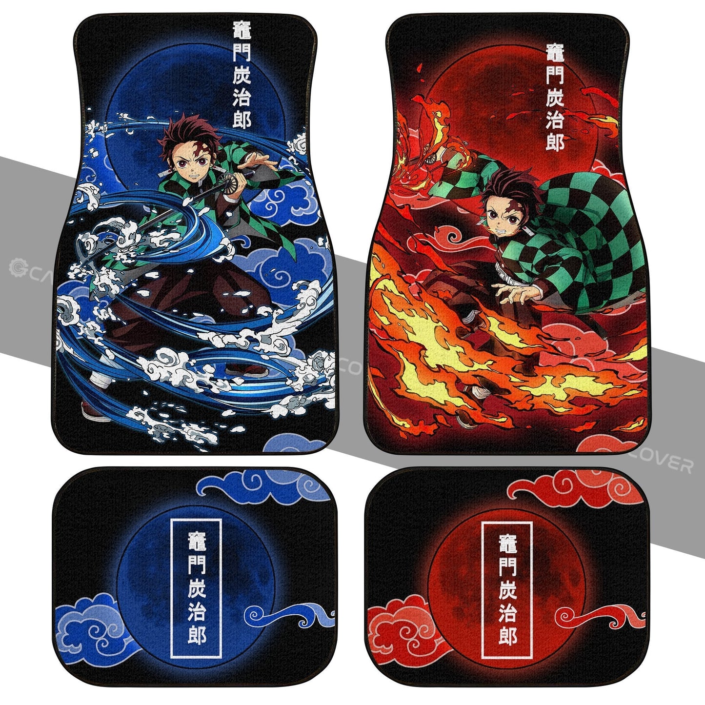 Demon Slayer Car Mats Tanjiro Car Floor Mats Water And Sun Breathing Skill Anime Demon Slayer Car Floor Mats