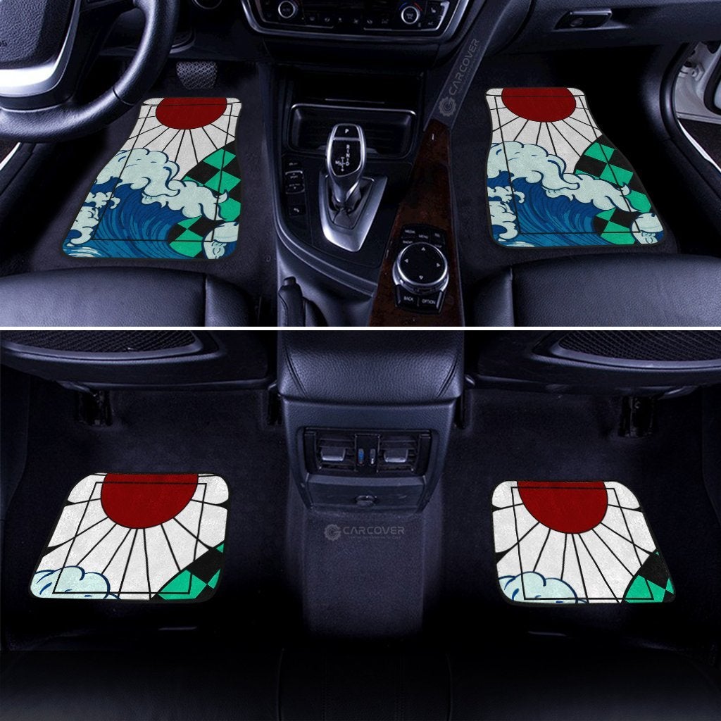 Demon Slayer Car Mats Tanjiro Hanafuda Car Mats Great Wave Demon Slayer Car Floor Mats