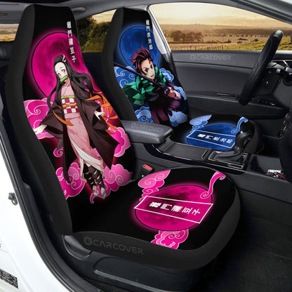 Demon Slayer Car Seat Covers Demon Slayer Tanjiro And Nezuko Seat Covers Blue Pink