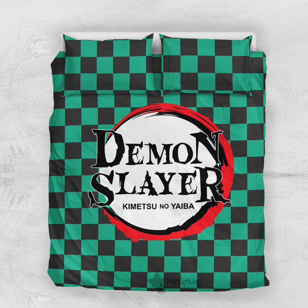 Demon Slayer Bedding Set Demon Slayer Tanjiro Kamado Clothes Color Duvet Covers Green Black Unique Gift