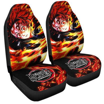 Demon Slayer Car Seat Covers Demon Slayer Tanjiro Sun Breathing Seat Covers Orange