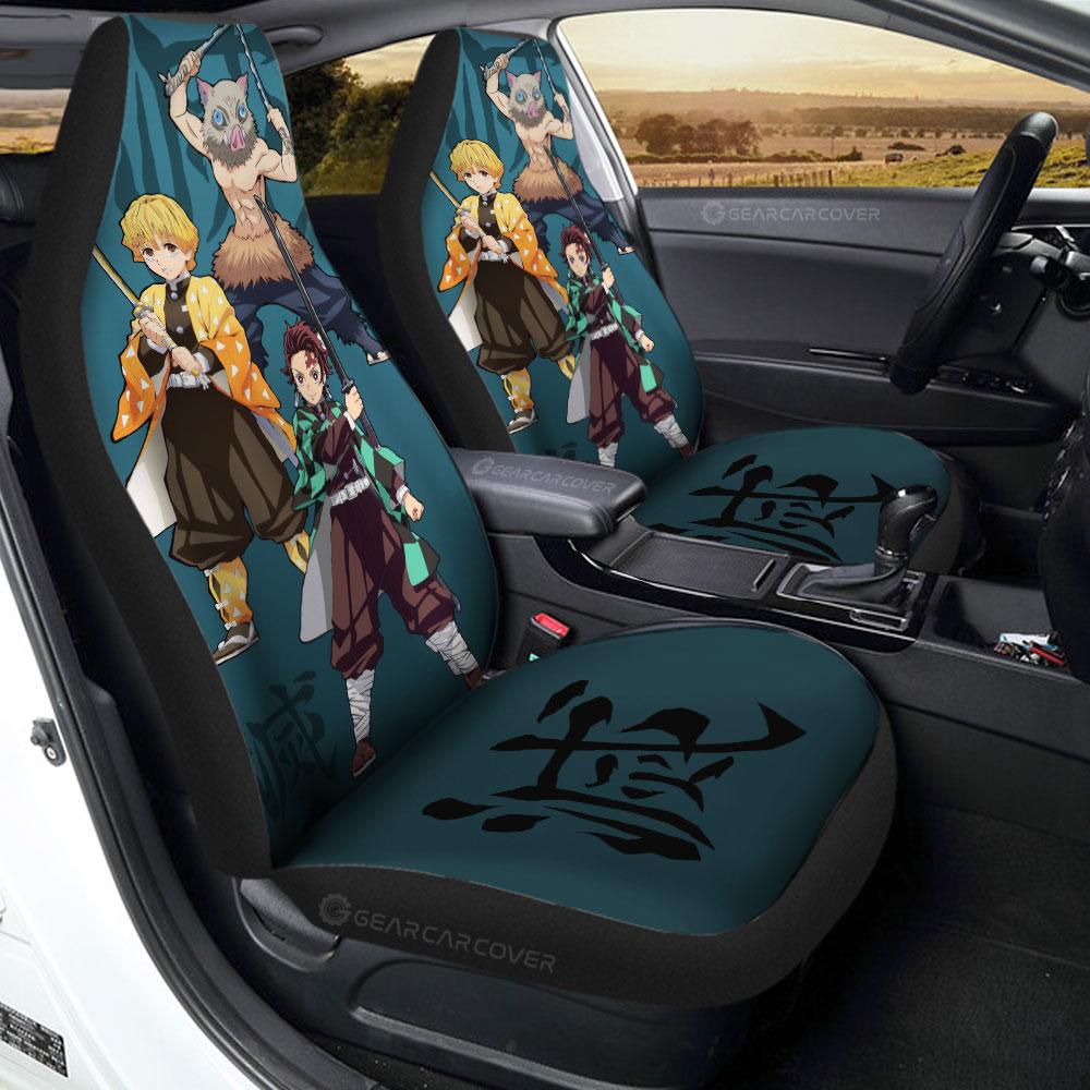 Demon Slayer Car Seat Covers Tanjiro Zenitsu Inosuke Characters Seat Covers Blue