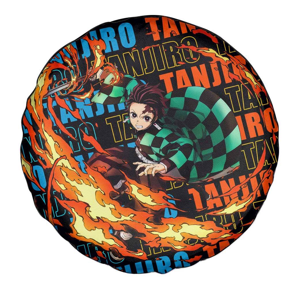 Demon Slayer Spare Tire Cover Kamado Tanjiro Water And Fire Breath Tire Covers Colorful