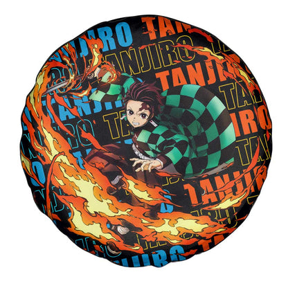 Demon Slayer Spare Tire Cover Kamado Tanjiro Water And Fire Breath Tire Covers Colorful