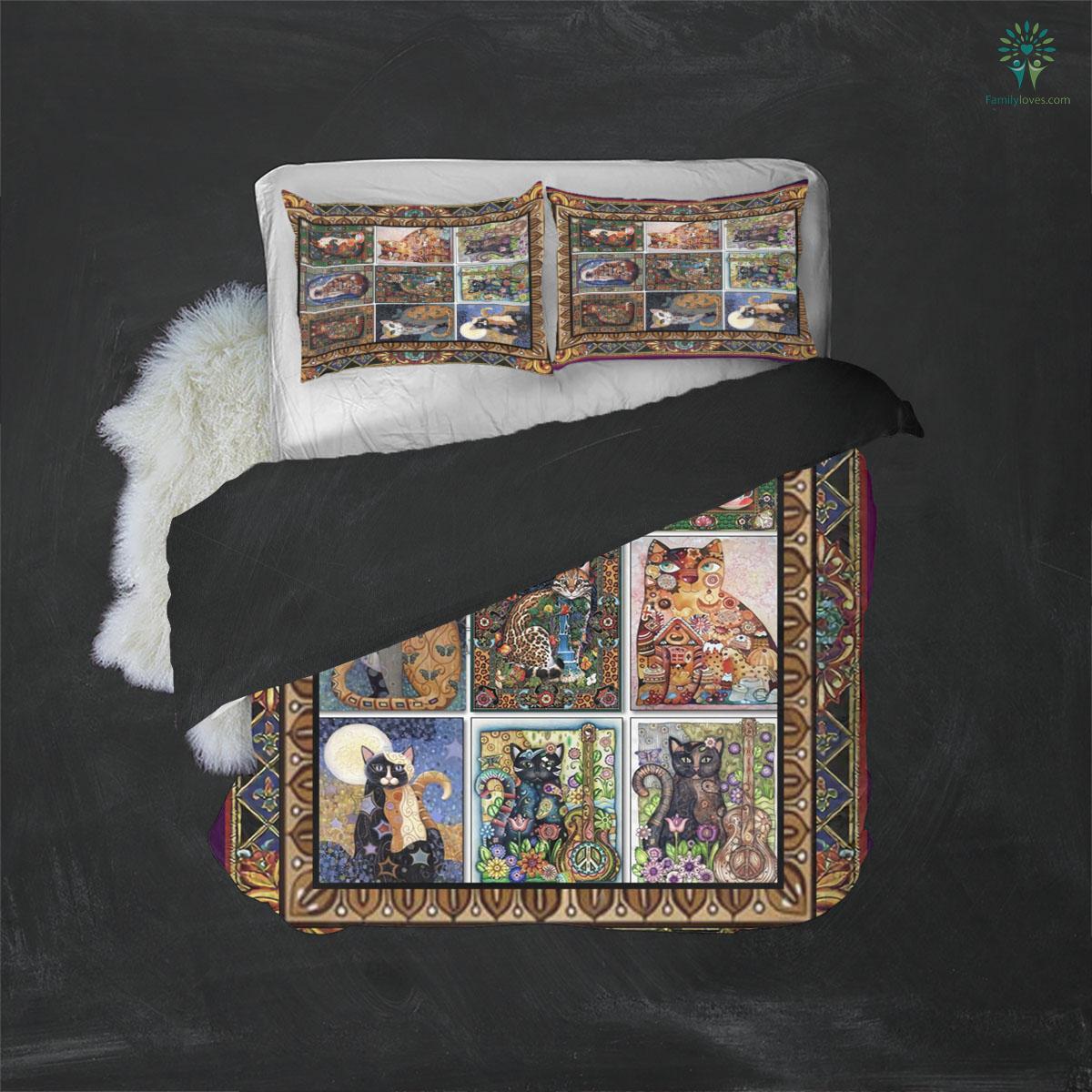 Cat Bedding Set Tapestry Cat And Flower Duvet Covers Colorful Unique Gift