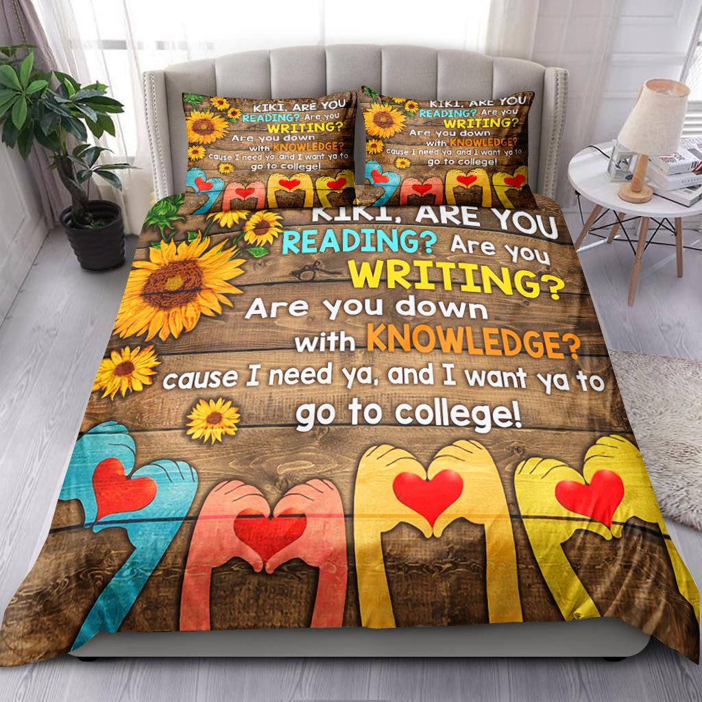 Teacher Bedding Set Kiki Are You Reading Are You Writing Duvet Covers Colorful Unique Gift