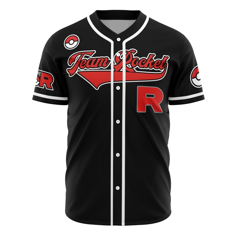 PKM Baseball Jersey Team Rocket Grunt Jersey Shirt Black Unisex