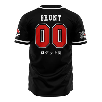 PKM Baseball Jersey Team Rocket Grunt Jersey Shirt Black Unisex