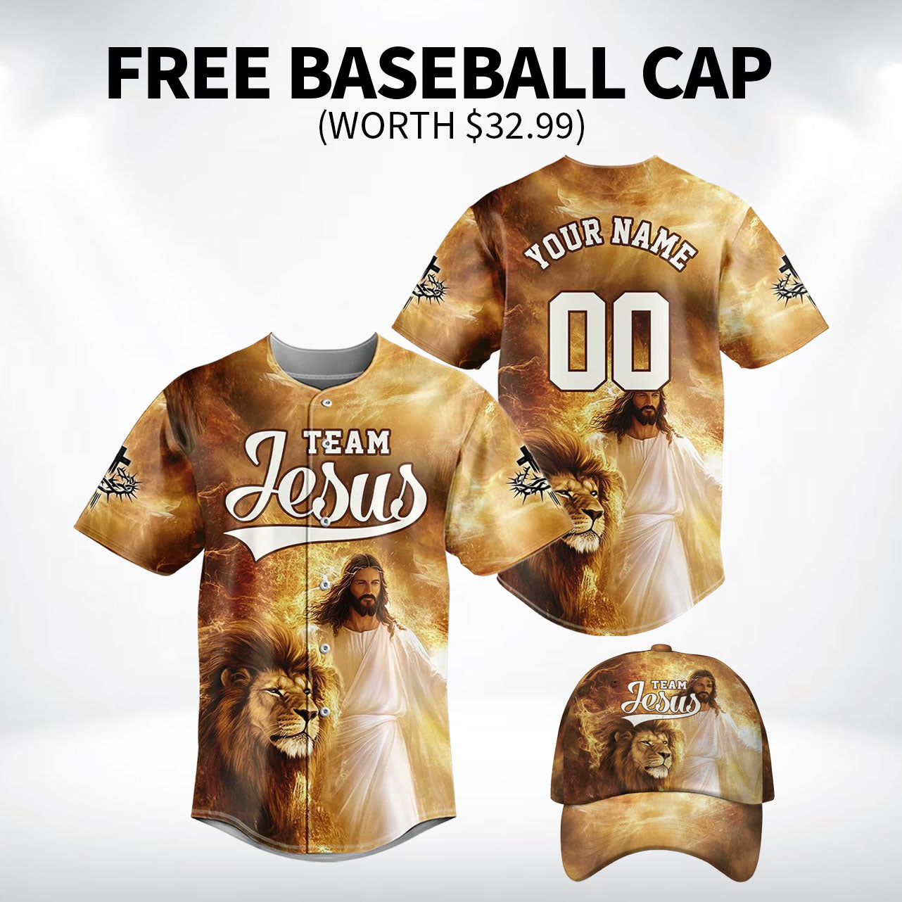 Team Jesus – Lion of Judah Baseball Jersey Bundle