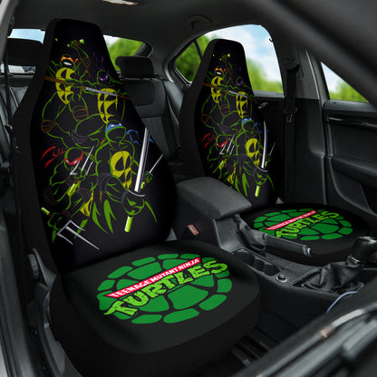 TMNT Car Seat Covers TMNT Silhouette Fighting Pose Seat Covers Black Green