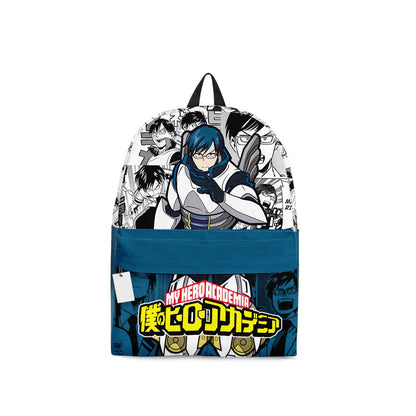 My Hero Academia Backpack Tenya Ida Manga Pattern Backpacks Gray Blue