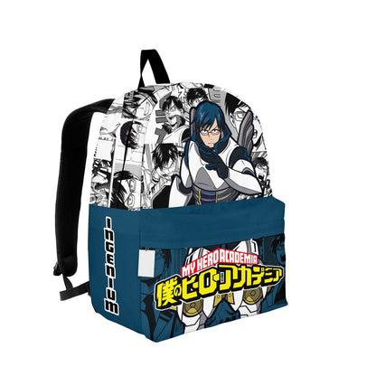 My Hero Academia Backpack Tenya Ida Manga Pattern Backpacks Gray Blue