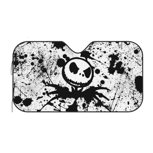 TNBC Car Sun Shade Watercolor Grunge Jack Skellington Winshield Sun Shade Black White