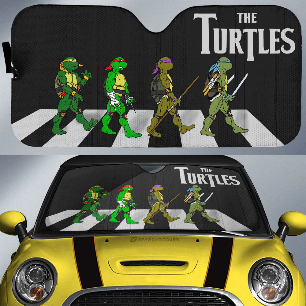 TMNT Car Sun Shade The Turtles Crosswalk Abbey Road Winshield Sun Shade Black White