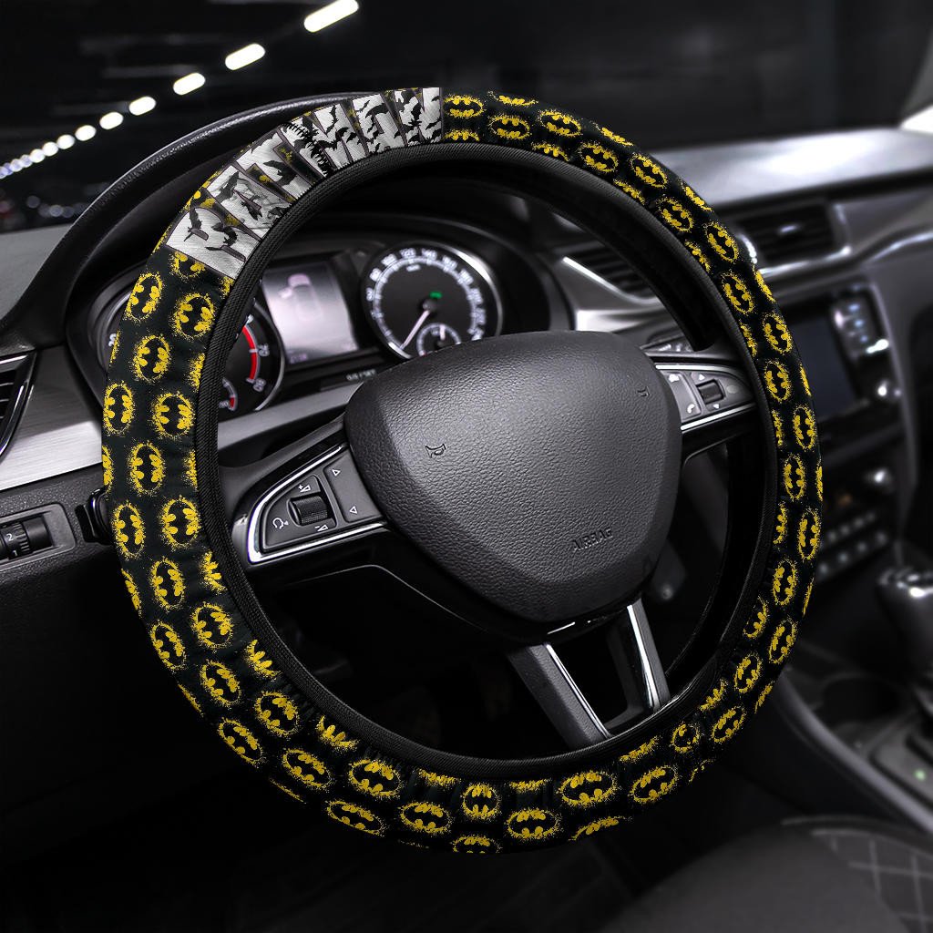 Batman Steering Wheel Cover The Batman Symbol Pattern Driving Wheel Cover Yellow Black