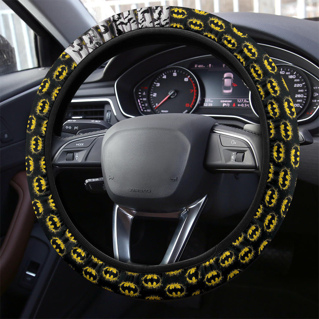 Batman Steering Wheel Cover The Batman Symbol Pattern Driving Wheel Cover Yellow Black